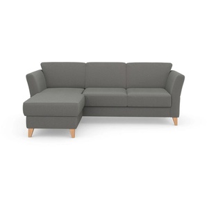 Ecksofa SIT&MORE Visby L-Form Sofas Gr. B/H/T: 248 cm x 87 cm x 162 cm, Struktur fein, Recamiere links, ohne Bettfunktion-ohne Bettkasten, grau Wahlweise mit Bettfunktion und Bettkasten, frei im Raum stellbar