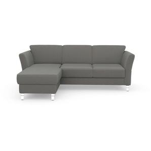 Ecksofa SIT&MORE Visby L-Form Sofas Gr. B/H/T: 248 cm x 87 cm x 162 cm, Struktur fein, Recamiere links, ohne Bettfunktion-ohne Bettkasten, grau wahlweise mit Bettfunktion und Bettkasten, frei im Raum stellbar