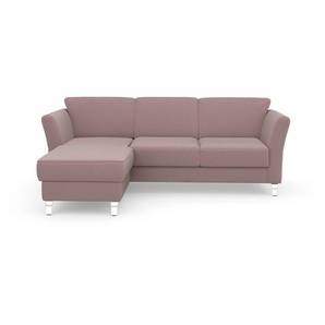 Ecksofa SIT&MORE Visby L-Form Sofas Gr. B/H/T: 248 cm x 87 cm x 162 cm, Struktur fein, Recamiere links, ohne Bettfunktion-ohne Bettkasten, rosa (altrosa) wahlweise mit Bettfunktion und Bettkasten, frei im Raum stellbar