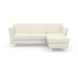 Ecksofa SIT&MORE Visby L-Form Sofas Gr. B/H/T: 248 cm x 87 cm x 162 cm, Struktur fein, Recamiere rechts, ohne Bettfunktion-ohne Bettkasten, beige (linen) wahlweise mit Bettfunktion und Bettkasten, frei im Raum stellbar