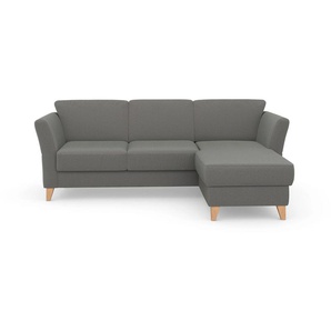 Ecksofa SIT&MORE Visby L-Form Sofas Gr. B/H/T: 248 cm x 87 cm x 162 cm, Struktur fein, Recamiere rechts, ohne Bettfunktion-ohne Bettkasten, grau Wahlweise mit Bettfunktion und Bettkasten, frei im Raum stellbar