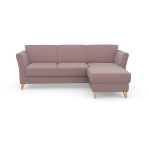 Ecksofa SIT&MORE Visby L-Form Sofas Gr. B/H/T: 248 cm x 87 cm x 162 cm, Struktur fein, Recamiere rechts, ohne Bettfunktion-ohne Bettkasten, rosa (altrosa) Wahlweise mit Bettfunktion und Bettkasten, frei im Raum stellbar