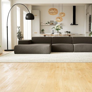 Ecksofa Steingrau - Flexible Designer-Polsterecke, L-Form: Beste Qualität, einzigartiges Design - 396 x 72 x 168 cm, konfigurierbar
