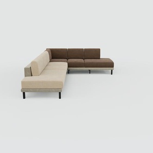 Ecksofa Toffeebeige/Schokoladenbraun - Flexible Designer-Polsterecke, L-Form: Beste Qualität, einzigartiges Design - 254 x 81 x 334 cm, konfigurierbar