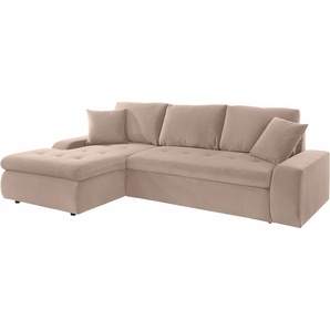 Ecksofa TRENDMANUFAKTUR Indie II, tolle Detailverarbeitung, bequem und komfortabel im Sitz Sofas Gr. B/H/T: 246cm x 86cm x 155cm, Luxus-Microfaser, Recamiere links, ohne Bettfunktion, grau (taupe) XL und XXL, wahlweise mit Bettfunktion, L-Form