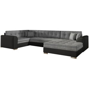 Ecksofa U DARIO R19 L09 Hellgrau +Schwarz