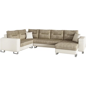 Ecksofa U DORIAN R02 L08 Hellbeige +Schwarz