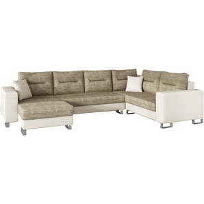 Ecksofa U DORIAN R02 L08 Hellbeige +Schwarz