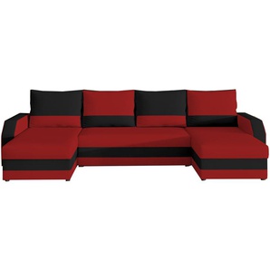 Ecksofa U MIRIAN M03 Rot +Schwarz