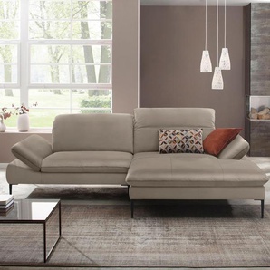 Ecksofa W.SCHILLIG enjoy&MORE Sofas Gr. B/H/T: 294 cm x 87 cm x 185 cm, Longlife Xtra-Leder Z59, Recamiere rechts, mit Kopfteilverstellung-mit Armlehnenverstellung-mit Sitztiefenverstellung, braun (stone z59) Leder-Ecksofas Sitztiefenverstellung, Füße