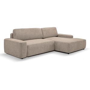 Ecksofa WERK2 Bully L-Form Sofas Gr. B/H/T: 264 cm x 82 cm x 162 cm, Struktur weich, Recamiere rechts, Schlaffunktion und Bettkasten, beige Ecksofas Curvy Trend Ecksofa mit Schlaffunktion in weichem Cord