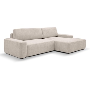 Ecksofa WERK2 Bully L-Form Sofas Gr. B/H/T: 264 cm x 82 cm x 162 cm, Struktur weich, Recamiere rechts, Schlaffunktion und Bettkasten, beige (natur) Ecksofas Curvy Trend Ecksofa mit Schlaffunktion in weichem Cord