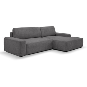 Ecksofa WERK2 Bully L-Form Sofas Gr. B/H/T: 264 cm x 82 cm x 162 cm, Struktur weich, Recamiere rechts, Schlaffunktion und Bettkasten, grau (anthrazit) Ecksofas Curvy Trend Ecksofa mit Schlaffunktion in weichem Cord