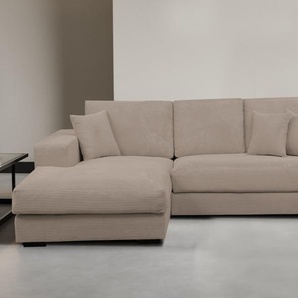 Ecksofa WERK2 Eden L-Form Sofas Gr. B/H/T: 286cm x 84cm x 184cm, Cord, Ottomane links, Ottomane links, beige (greige) Design Ecksofa in Cord mit besonders weichem Sitzkomfort