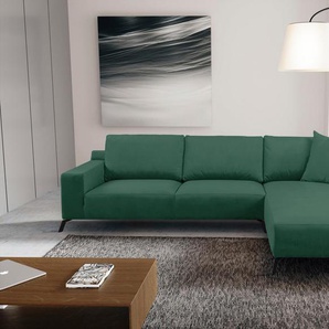 Ecksofa WERK2 Faro L-Form Sofas Gr. B/H/T: 315 cm x 67 cm x 188 cm, Samtoptik, Recamiere rechts, blau (petrol) XXL Design Ecksofa mit hohem Komfort in trendigem Cord & Samtvelours