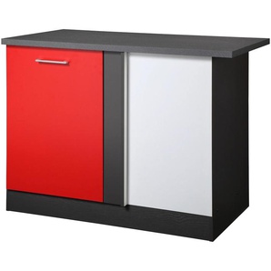 Eckunterschrank KOCHSTATION KS-Paris, grau (rot, graphit), B:110cm H:85cm T:60cm, Holzwerkstoff, Schränke, Breite 110 cm