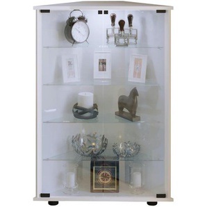 Eckvitrine - weiß - Materialmix - 67,3 cm - 88,1 cm | Möbel Kraft