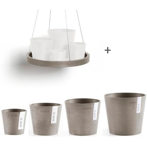 ECOPOTS Blumentopf Amsterdam Mini (Set, 4 St), verschiedene Größen mit passendem Untersetzer