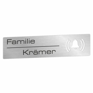 Edelstahlschild 120x30 mm mit Glockensymbol