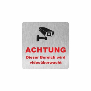 Edelstahlschild 50x50mm Videoüberwachung Kamera