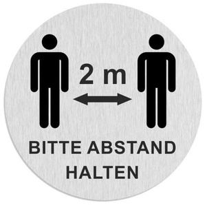 Edelstahlschild BITTE 2M ABSTAND HALTEN 60mm von Zalafino