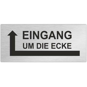 Edelstahlschild EINGANG LINKS 80x35mm