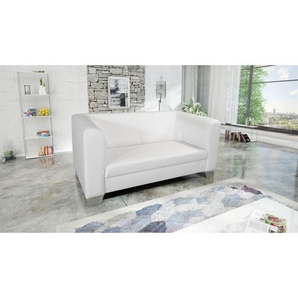 Küchen Preisbombe - Edles Loungesofa Chicago 2 Sitzer in Kunstleder weiss Couch Polstersofa Sofa