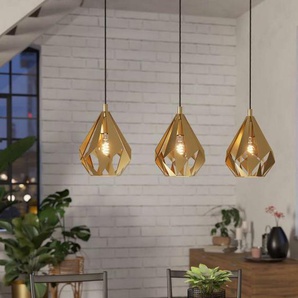 EGLO Hängeleuchte CARLTON, ohne Leuchtmittel, Pendelleuchte, Hängeleuchte im Retro-Design in Gold, Hängelampe