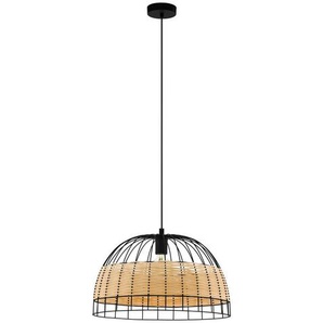 Eglo Hängeleuchte Anwick, Natur, Schwarz, Holz, Metall, Rattan, massiv, rund,rund, 110 cm, Lampen & Leuchten, Innenbeleuchtung, Hängelampen, Esstischlampen