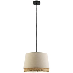 Eglo Hängeleuchte Tabley, Braun, Natur, Schwarz, Holz, Metall, Textil, massiv, rund,rund, 110 cm, Lampen & Leuchten, Innenbeleuchtung, Hängelampen, Esstischlampen