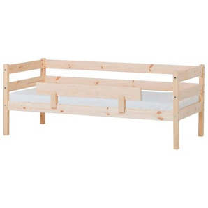 Einzelbett HOPPEKIDS ECO Comfort Kinderbett, Kiefer Massivholz, Jugendbett inkl. Rollrost Betten Gr. Mit Absturzsicherung, Liegefläche B/L: 70cm x 160cm Betthöhe: 65cm, H2/H3, Kaltschaummatratze, beige (natur) 70x160 cm, wahlweise in verschieden Farben