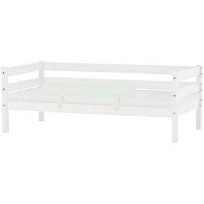 Einzelbett HOPPEKIDS ECO Comfort Kinderbett, Kiefer Massivholz, Jugendbett inkl. Rollrost Betten Gr. Mit Absturzsicherung, Liegefläche B/L: 70cm x 160cm Betthöhe: 65cm, H2/H3, Kaltschaummatratze, weiß 70x160 cm, wahlweise in verschieden Farben Matratze