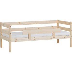 Einzelbett HOPPEKIDS ECO Comfort Kinderbett, Kiefer Massivholz, Jugendbett inkl. Rollrost Betten Gr. Mit Absturzsicherung, Liegefläche B/L: 70cm x 160cm Betthöhe: 65cm, H2/H3, Komfortschaummatratze, beige (natur) 70x160 cm, wahlweise in verschieden Farben