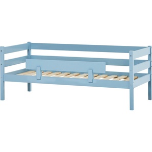 Einzelbett HOPPEKIDS ECO Comfort Kinderbett, Kiefer Massivholz, Jugendbett inkl. Rollrost Betten Gr. Mit Absturzsicherung, Liegefläche B/L: 70cm x 160cm Betthöhe: 65cm, H3, Matratzenart, blau (traum blau) 70x160 cm, wahlweise in verschieden Farben