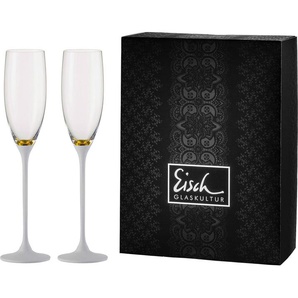 Eisch Sektglas Champagner Exklusiv, Kristallglas, Echtgoldauflage, Teilveredelung in Steinoptik, 180 ml, 2-teilig