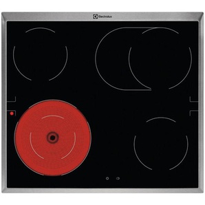 Electrolux Glaskeramikkochfeld, Schwarz, Edelstahl, Metall, Glas, 57.6x4.0x51.6 cm, Bräterzone, Restwärmeanzeige je Kochzone, Edelstahlrahmen, Küchen, Küchenelektrogeräte, Kochfelder, Glaskeramik-Kochfelder