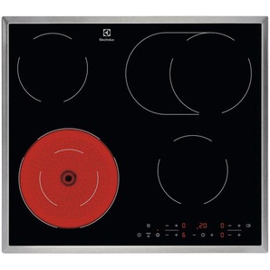 Electrolux Glaskeramikkochfeld, Schwarz, Metall, Glas, 57.6x3.8x50.6 cm, Kindersicherung, Hauptschalter, Bräterzone, Restwärmeanzeige je Kochzone, Kurzzeitwecker, Edelstahlrahmen, Küchen, Küchenelektrogeräte, Kochfelder, Glaskeramik-Kochfelder