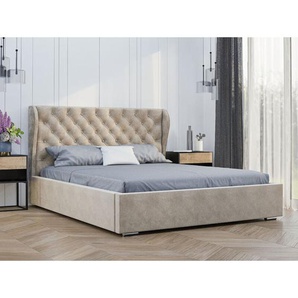 Elegantes Bett 180x200 cm Florence - Chesterfield Bett mit Ohren Kopfteil - Beige (Vogue 02) - Beige