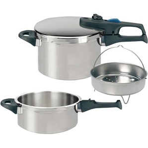 Elo Schnellkochtopf Praktika Plus XL, Edelstahl 18/8 (Set, 5-tlg), Dampfkochtopf, Ø 22 cm, Induktion