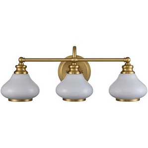 Elstead Lighting Badezimmer-Wandleuchte Elstead Ainsley, Messing, Metall, Glas, 20.6x23.1x61 cm, Grüner Punkt, RoHS, Lampen & Leuchten, Innenbeleuchtung, Wandleuchten