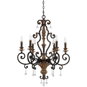 Elstead Lighting Kronleuchter Elstead Marquette, Bronze, Metall, Glas, 105.5 cm, Grüner Punkt, RoHS, höhenverstellbar, Lampen & Leuchten, Innenbeleuchtung, Hängelampen, Kronleuchter