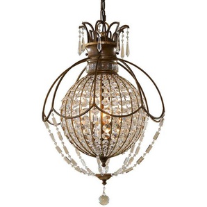 Elstead Lighting Kronleuchter FE-Bellini, Bronze, Metall, Glas, 77.5 cm, Grüner Punkt, RoHS, mit Behang, Lampen & Leuchten, Innenbeleuchtung, Hängelampen, Kronleuchter