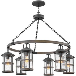 Elstead Lighting Kronleuchter Elstead Lakehouse, Grau, Zink, Metall, Glas, 92.7 cm, Grüner Punkt, RoHS, höhenverstellbar, Lampen & Leuchten, Innenbeleuchtung, Hängelampen, Kronleuchter