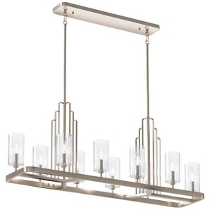 Elstead Lighting Kronleuchter Elstead Kimrose, Nickel, Metall, Glas, 55.8x32.5x113.7 cm, Grüner Punkt, RoHS, höhenverstellbar, Lampen & Leuchten, Innenbeleuchtung, Hängelampen, Kronleuchter