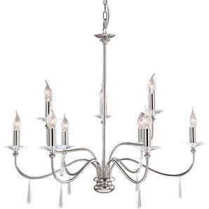 Elstead Lighting Kronleuchter Elstead Pol-Nickel, Nickel, Metall, Glas, 83 cm, Grüner Punkt, RoHS, höhenverstellbar, Lampen & Leuchten, Innenbeleuchtung, Hängelampen, Kronleuchter