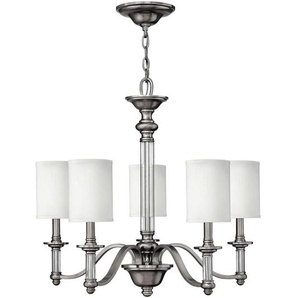 Elstead Lighting Kronleuchter Sussex, Nickel, Metall, Glas, Textil, 74 cm, Grüner Punkt, RoHS, Lampen & Leuchten, Innenbeleuchtung, Hängelampen, Kronleuchter