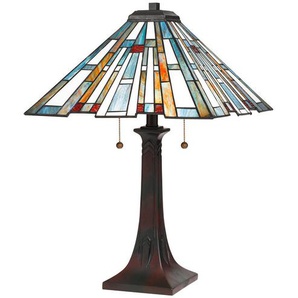 Elstead Lighting Tischleuchte Maybeck, Mehrfarbig, Dunkelbraun, Metall, Glas, Naturmaterialien, 62.9 cm, Grüner Punkt, RoHS, Europäischer Sicherheitsstandard, CE, Lampen & Leuchten, Leuchtenserien