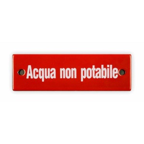 Emailschild 12,5 x 4 cm, Acqua non potabile