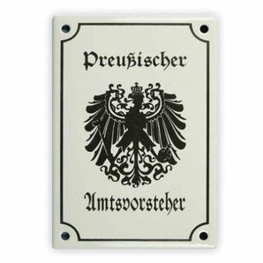 Emailschild 12 x 17 cm Preußischer Amtsvorsteher