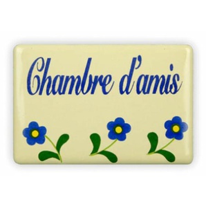 Emailschild 6 x 4 cm, Chambres damis, Blümchen